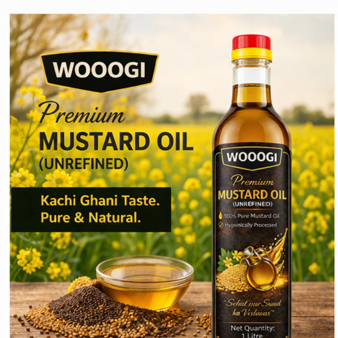 WOOOGI Premium Mustard Oil - 100% pure unrefined kachi ghani oil